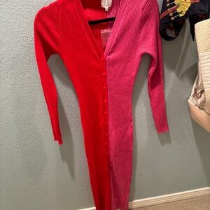 boutique red and pink dress